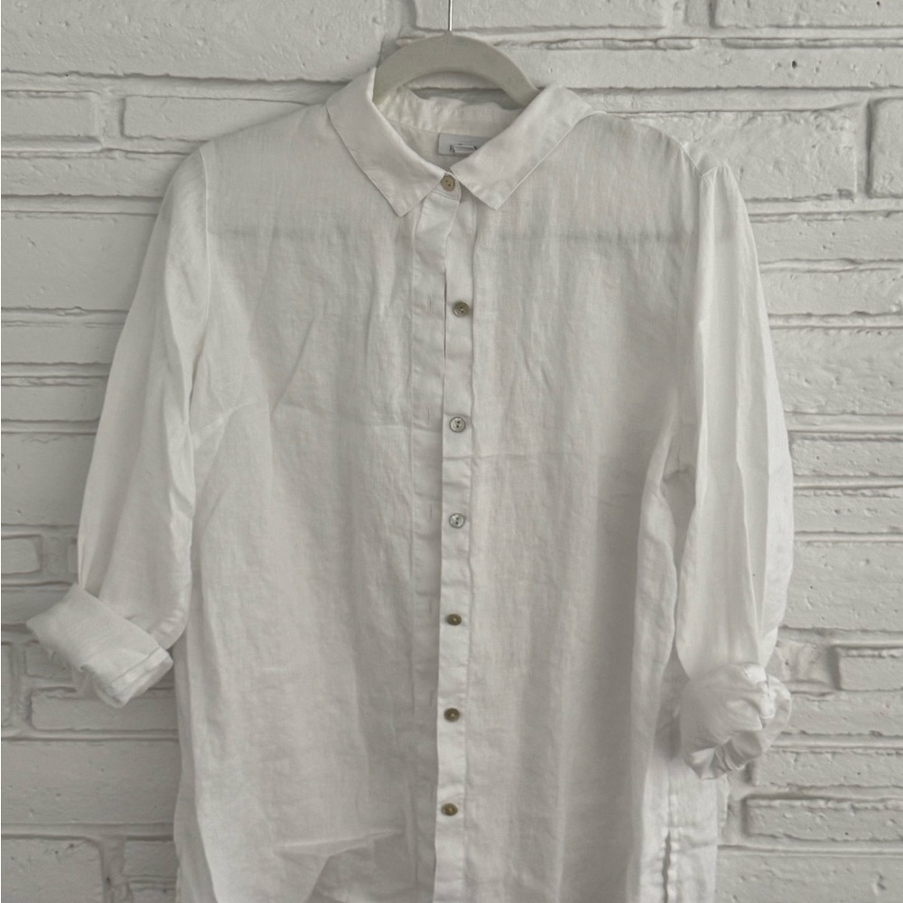 J. Jill Everyday Linen Button Down Blouse - Medium - Picture 3 of 5